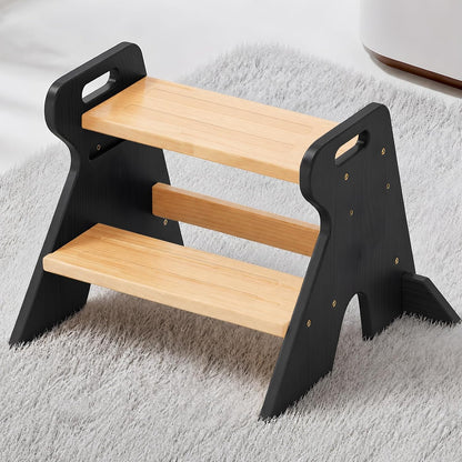 Wooden Toddler Step Stool for Kids Bathroom Kitchen 2 Tier