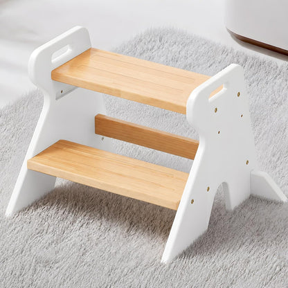 Wooden Toddler Step Stool for Kids Bathroom Kitchen 2 Tier