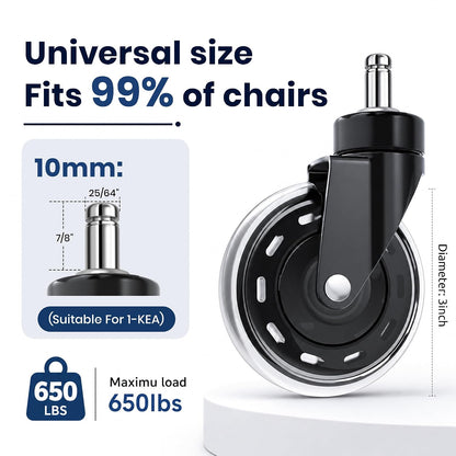3 Inch Office Chair Caster Wheels Set of 5