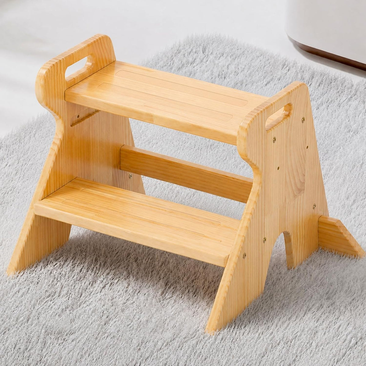 Wooden Toddler Step Stool for Kids Bathroom Kitchen 2 Tier