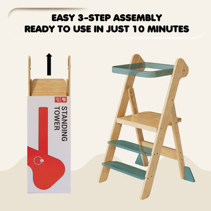 Adjustable Height Foldi Toddler Standing Tower with Net & Safety Feet