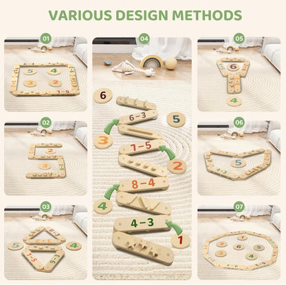 15 PCS Toddler Wooden Balance Beams and Stepping Stones