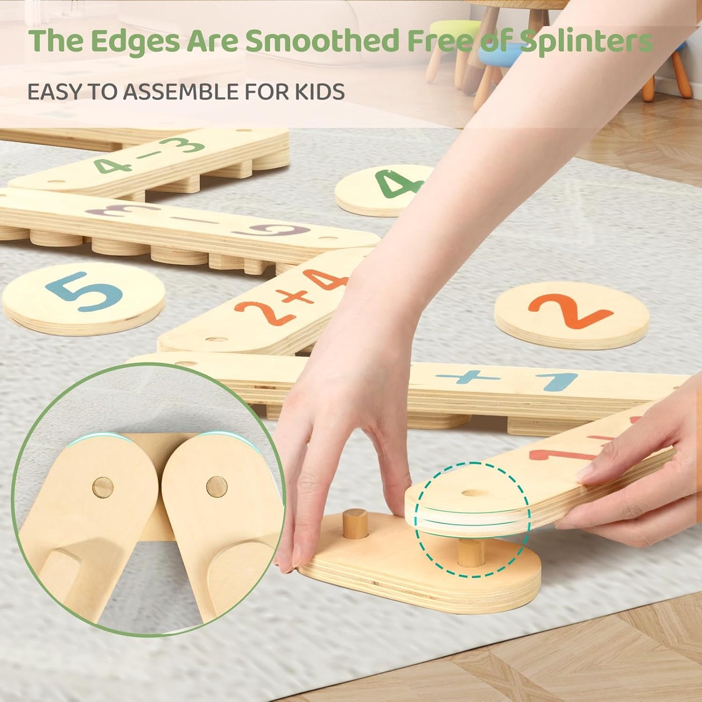 15 PCS Toddler Wooden Balance Beams and Stepping Stones