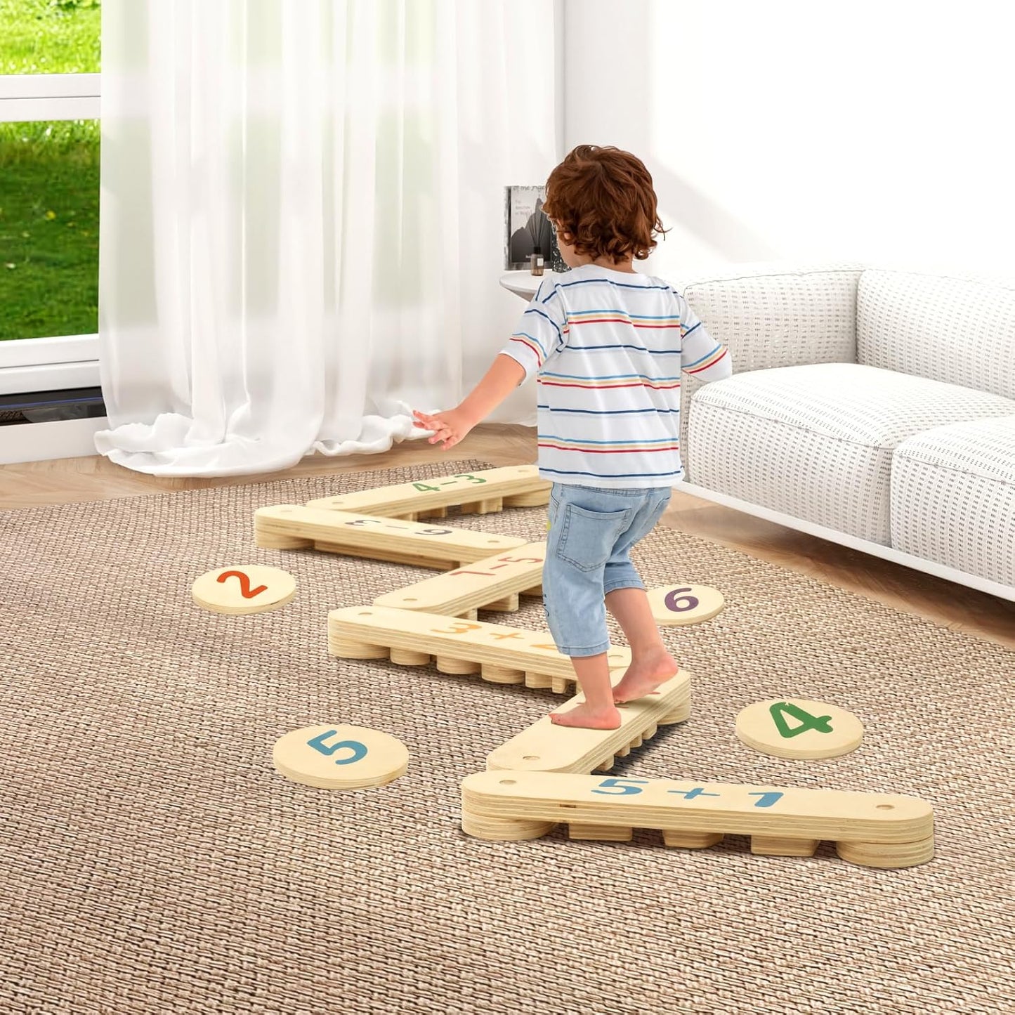 15 PCS Toddler Wooden Balance Beams and Stepping Stones