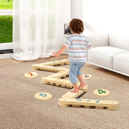 15 PCS Toddler Wooden Balance Beams and Stepping Stones