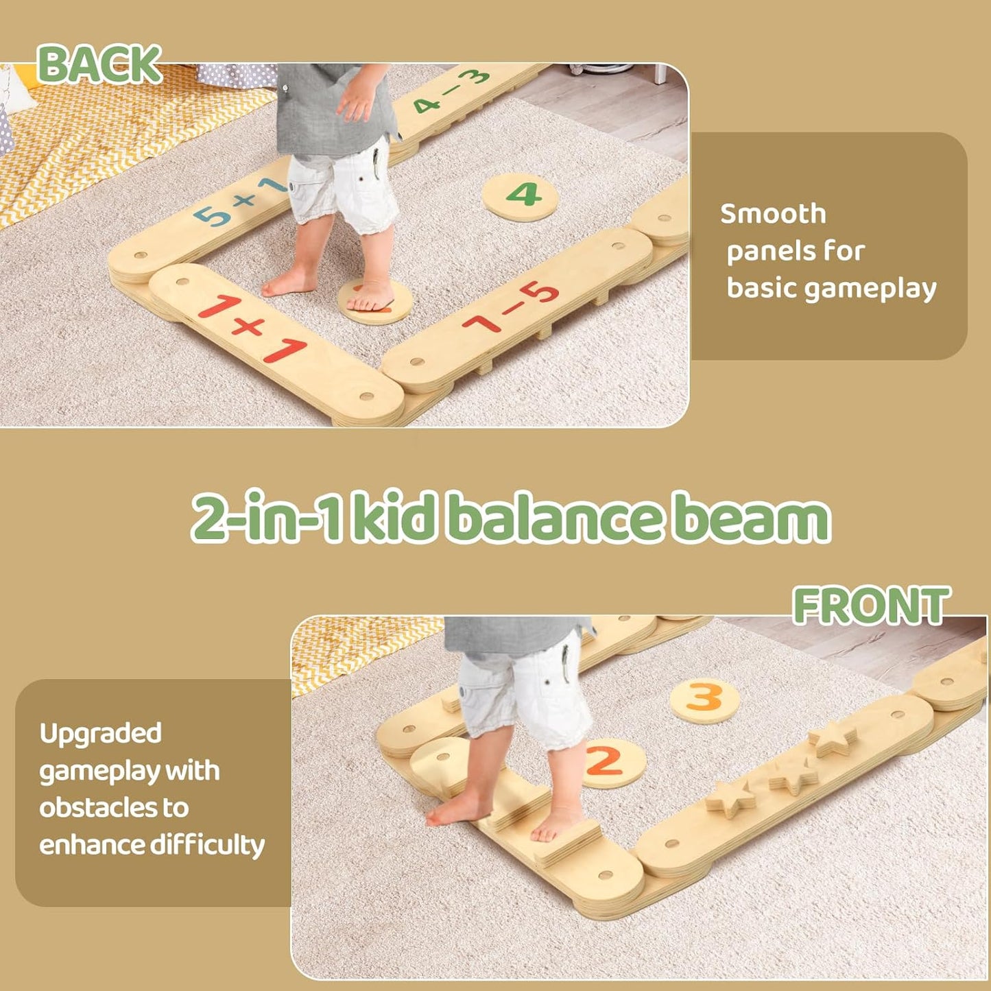 15 PCS Toddler Wooden Balance Beams and Stepping Stones