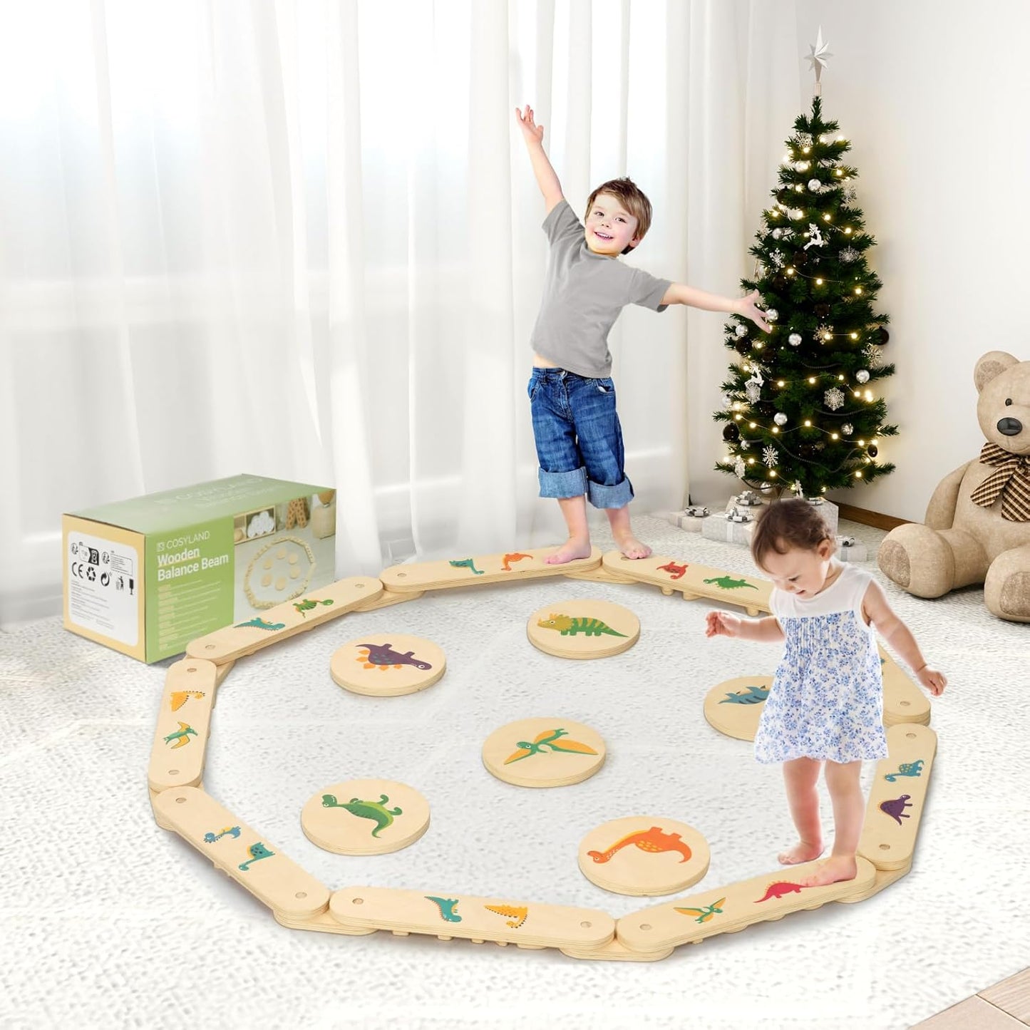 15 PCS Toddler Wooden Balance Beams and Stepping Stones