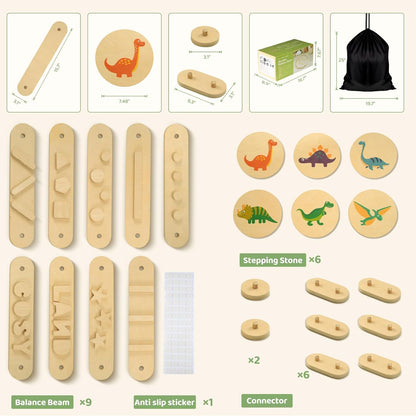 15 PCS Toddler Wooden Balance Beams and Stepping Stones