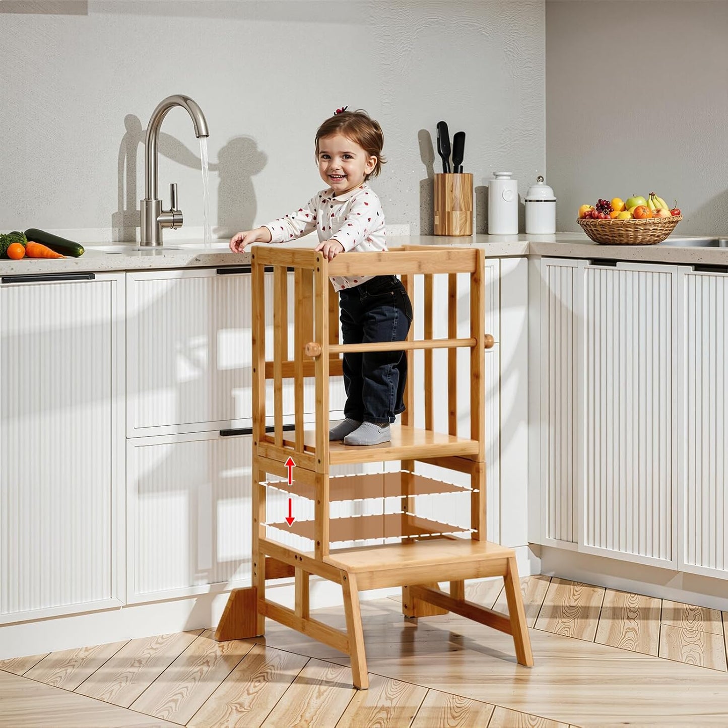 Adjustable Kids Toddler Standing Tower - Upgraded