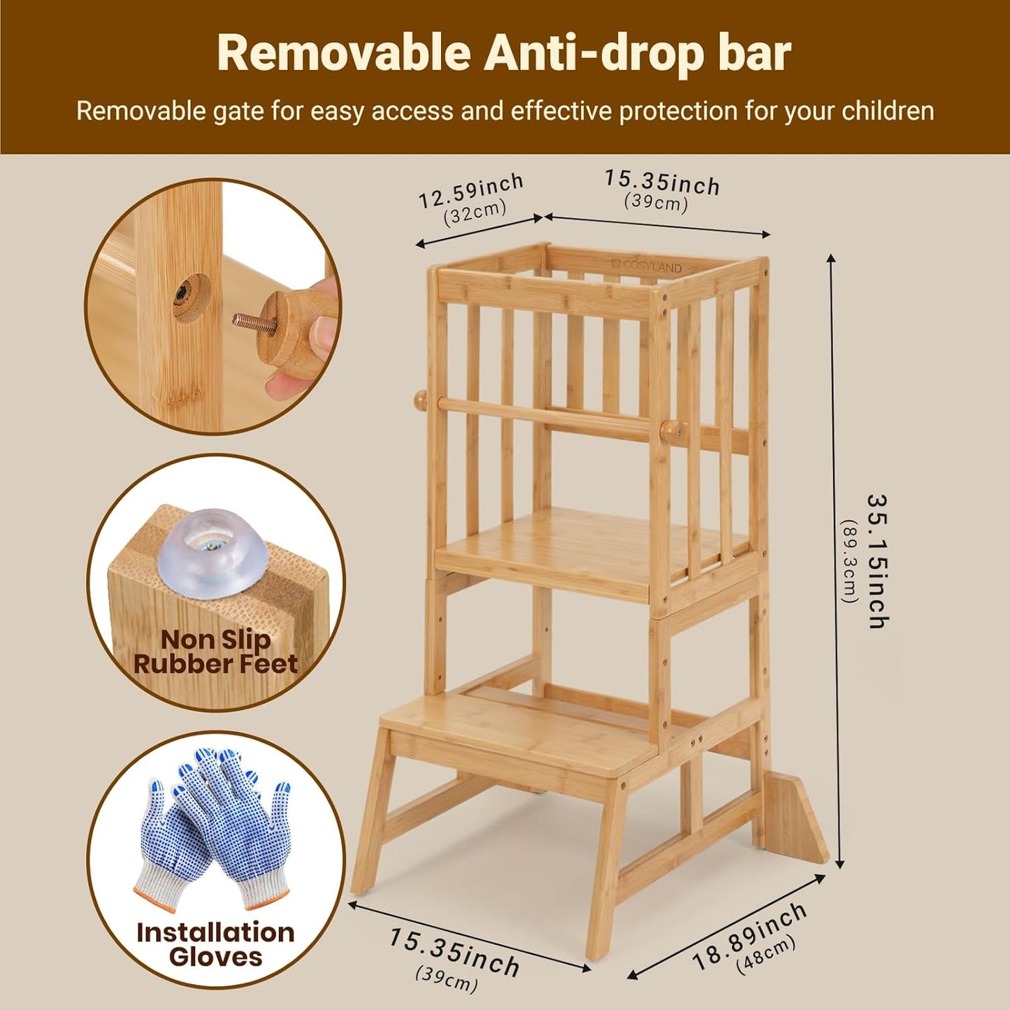 Adjustable Kids Toddler Standing Tower - Upgraded