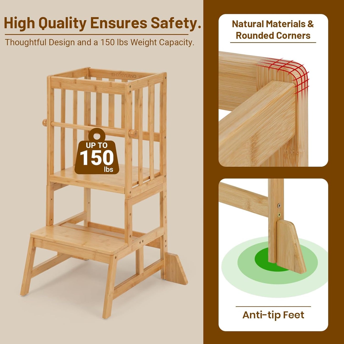 Adjustable Kids Toddler Standing Tower - Upgraded