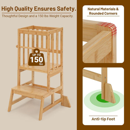 Adjustable Kids Toddler Standing Tower - Upgraded