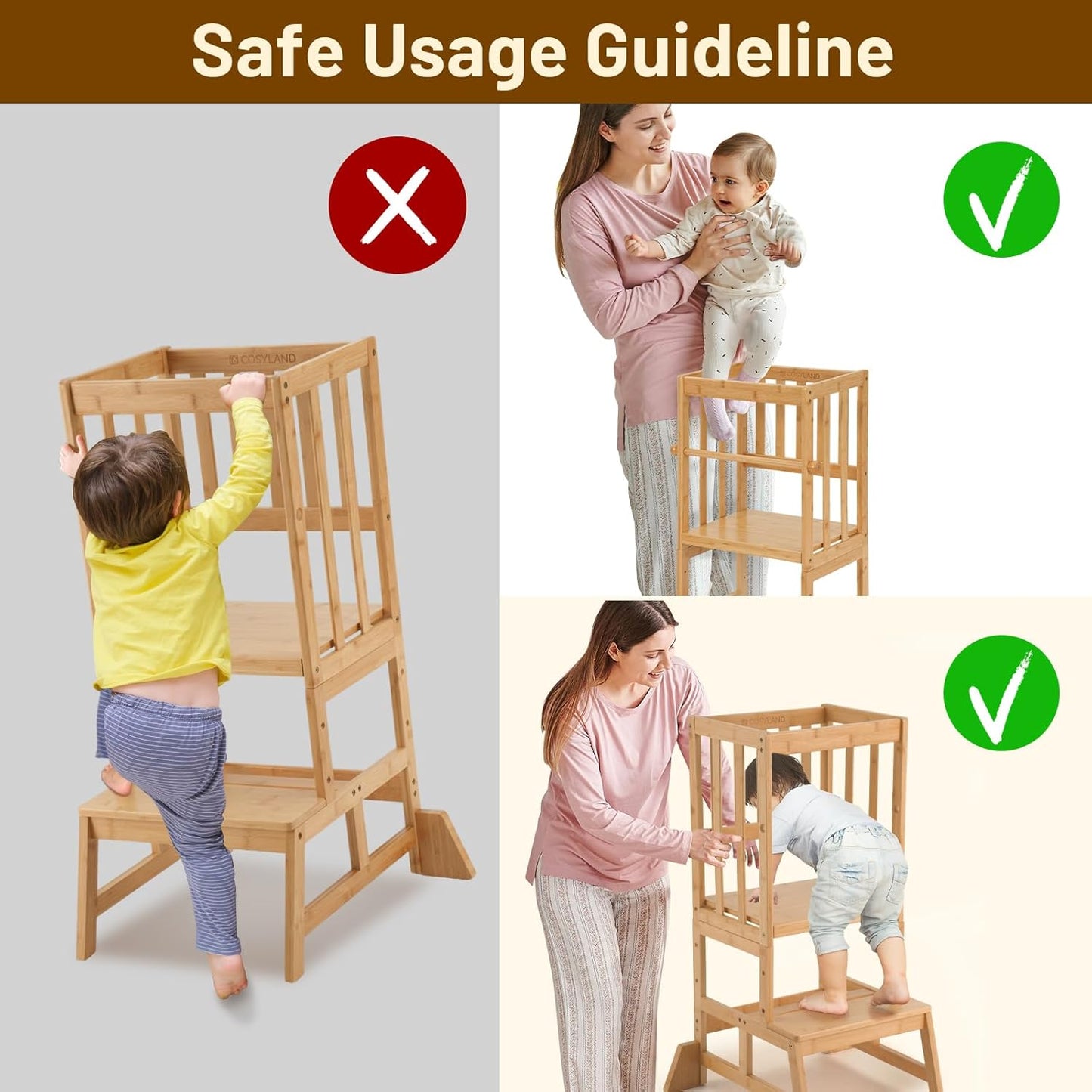 Adjustable Kids Toddler Standing Tower - Upgraded