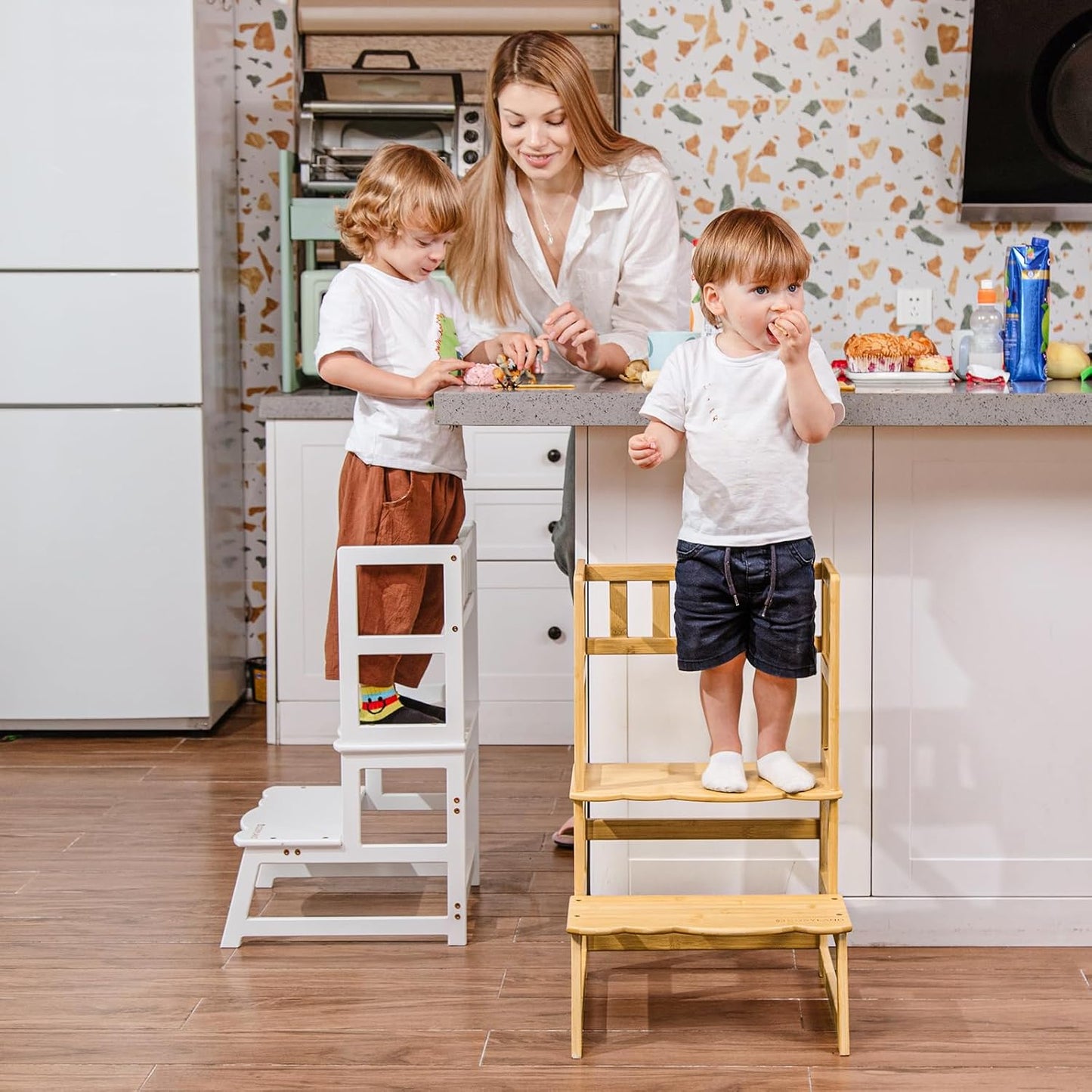 Toddler Step Stool with Armrest