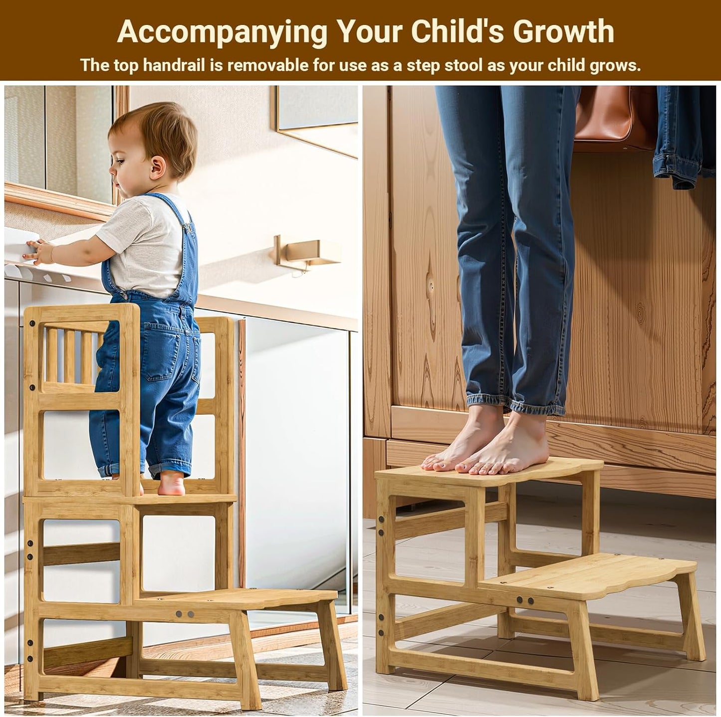 Toddler Step Stool with Armrest
