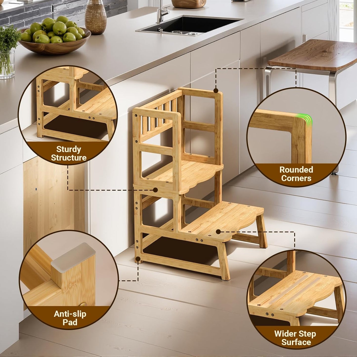 Toddler Step Stool with Armrest