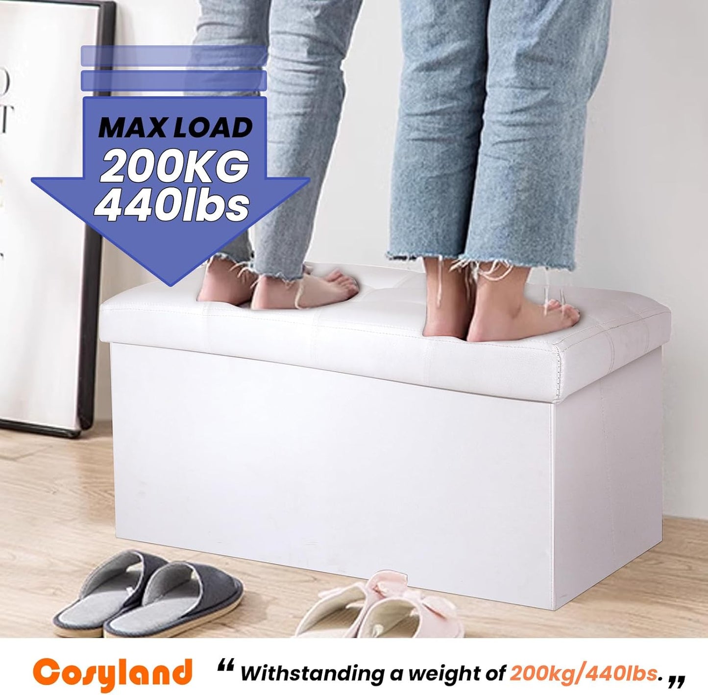 Foldable Ottoman Bench with Storage
