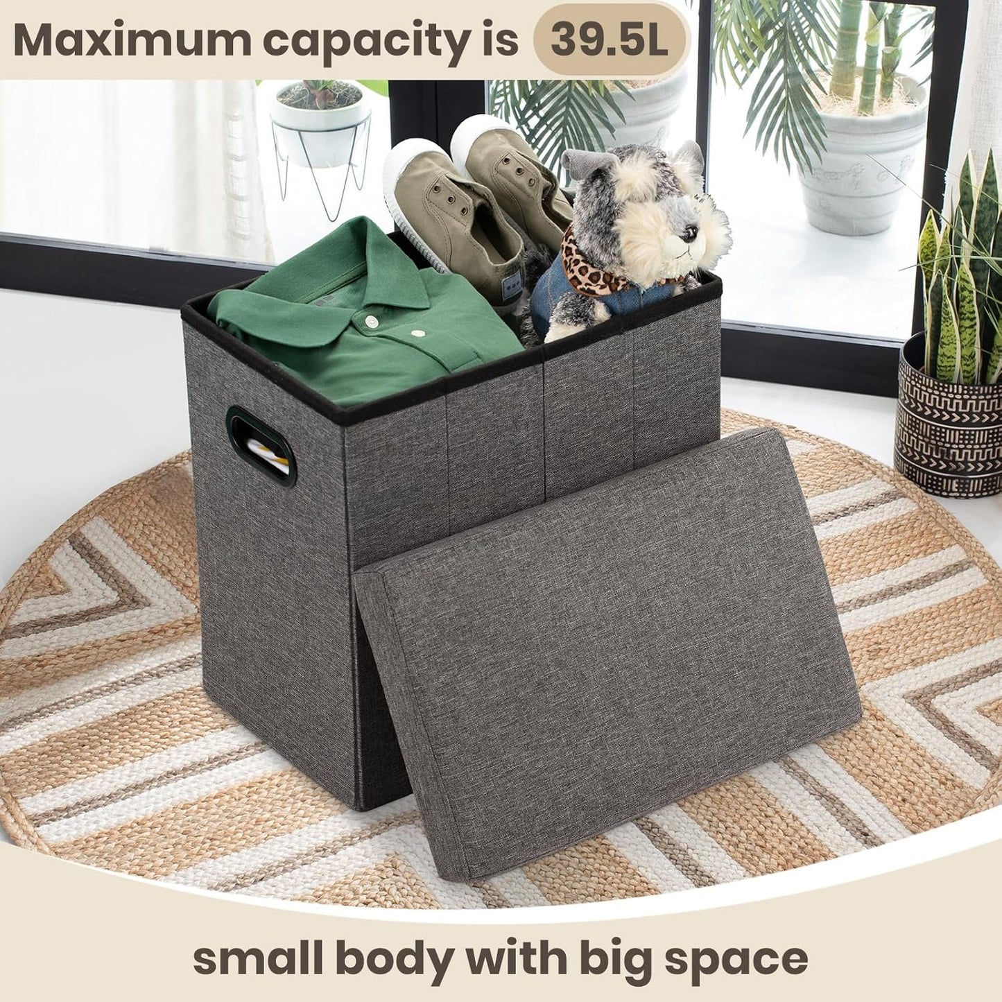 Ottoman with Storage Collapsible Fabric
