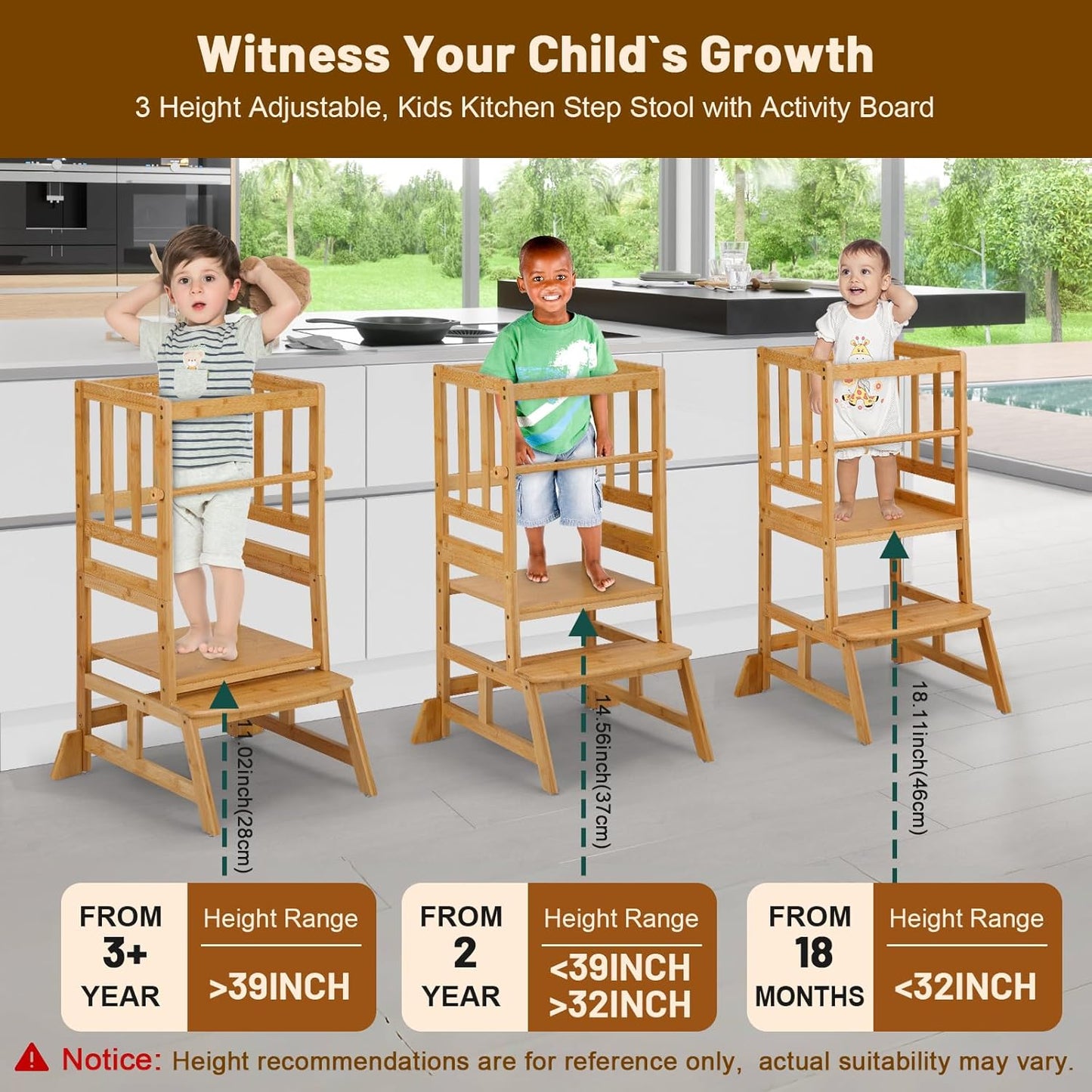 Adjustable Kids Toddler Standing Tower - Standard
