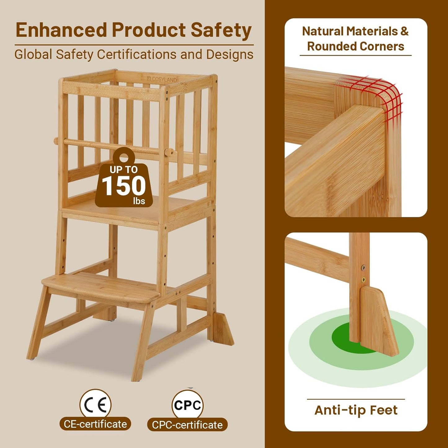 Adjustable Kids Toddler Standing Tower - Standard