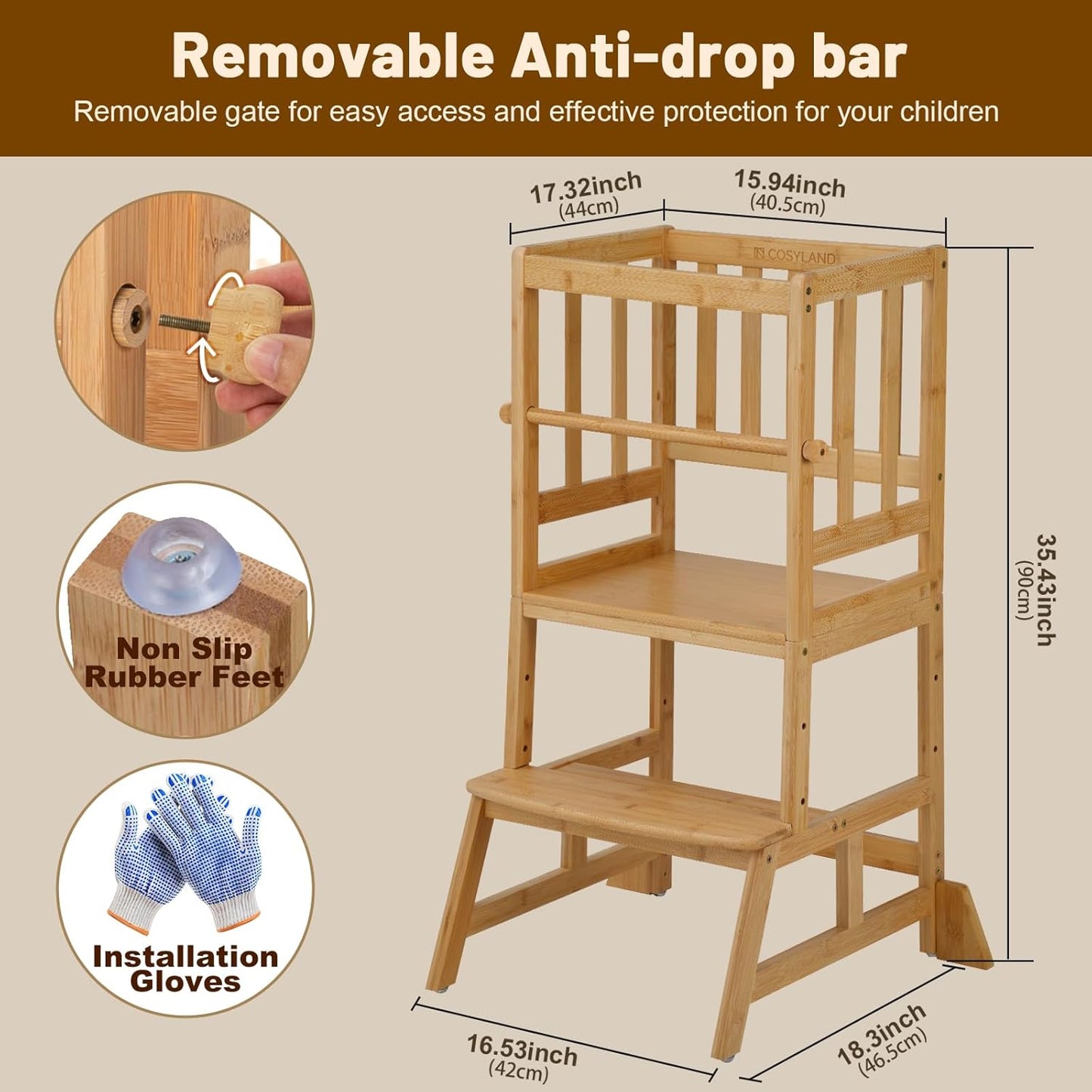 Adjustable Kids Toddler Standing Tower - Standard