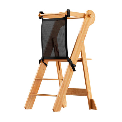 Adjustable Height Foldable Toddler Standing Tower with Safety Net