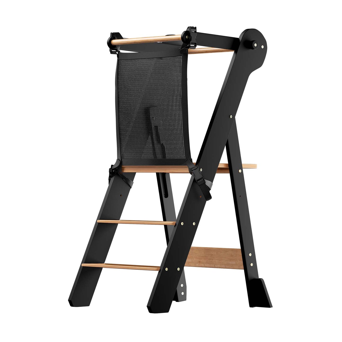 Adjustable Height Foldable Toddler Standing Tower with Safety Net