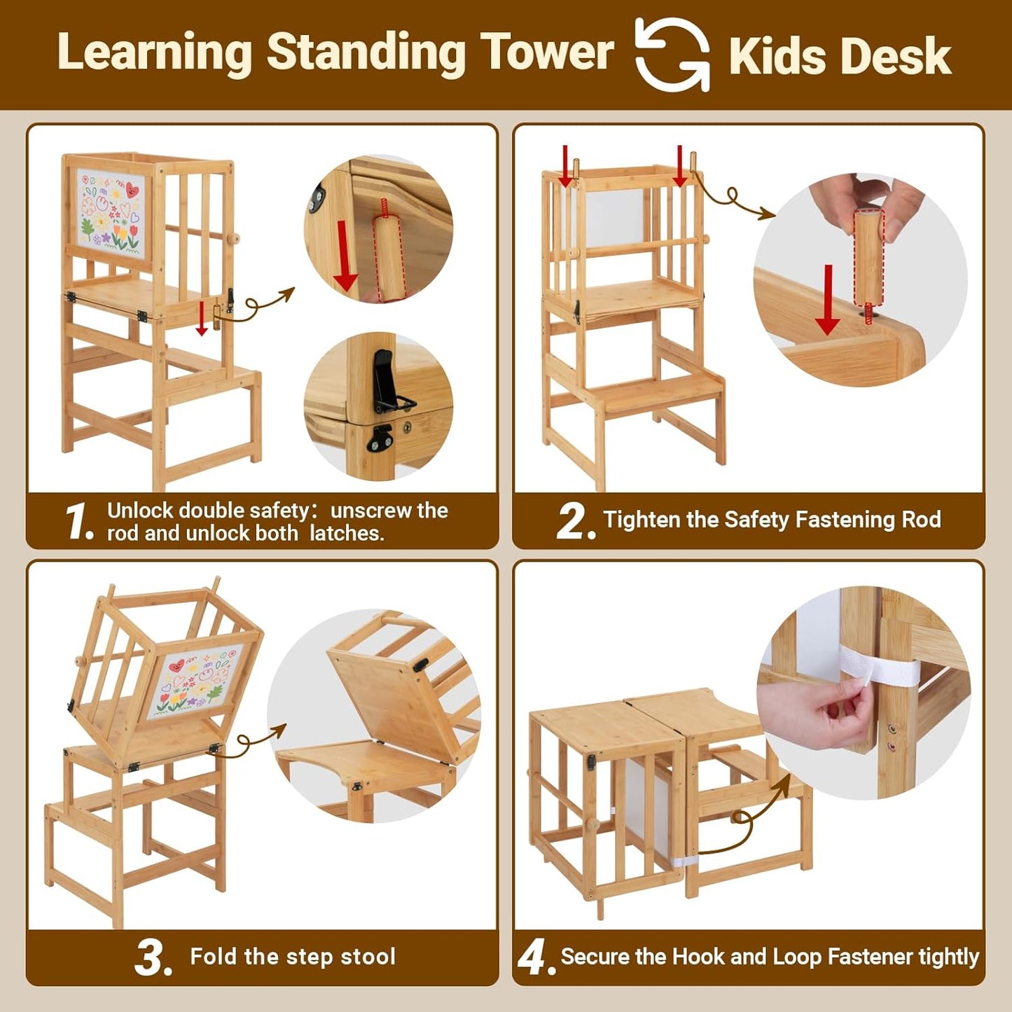 3-in-1 Toddler Standing Tower with Whiteboard