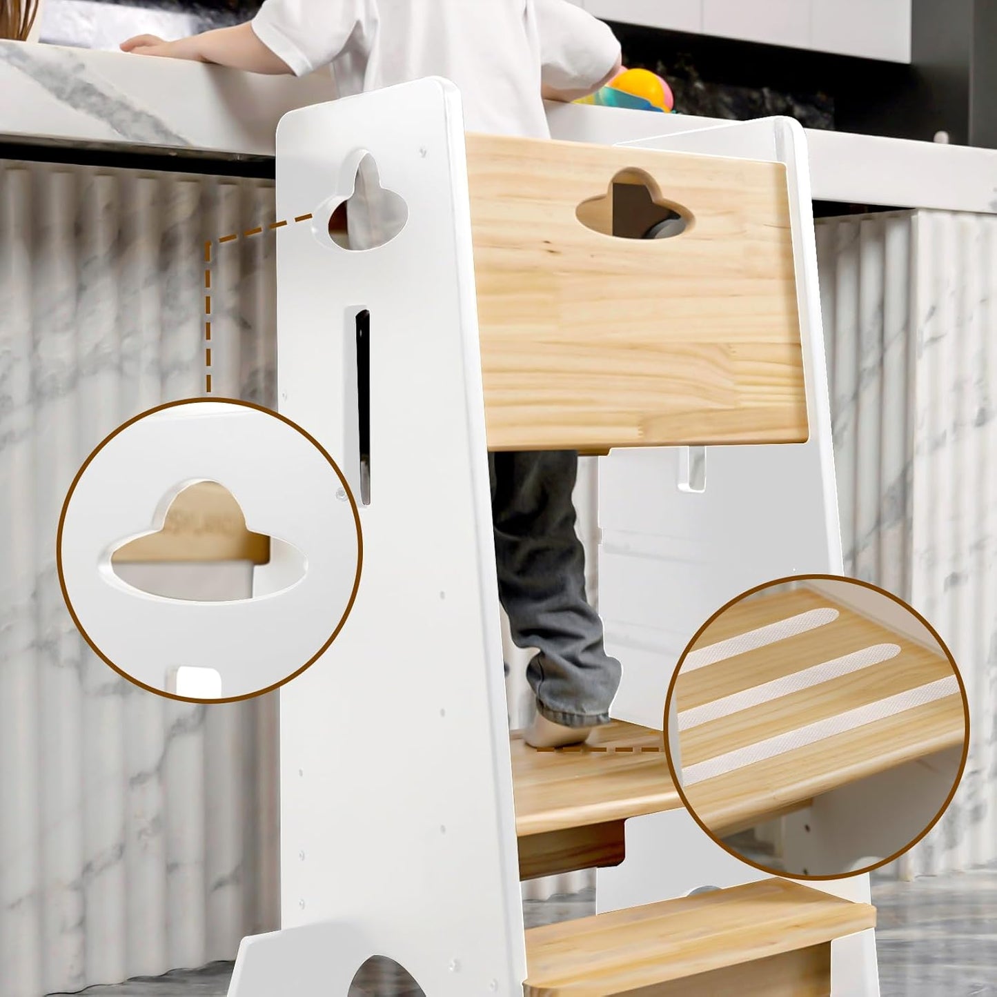 Toddler Standing Tower Paintless - 3 Levels Height Adjustable