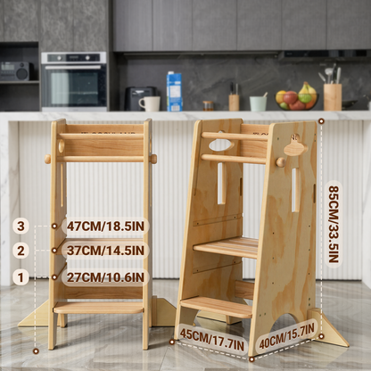 3 Levels Height Adjustable Toddler Standing Tower Paintless