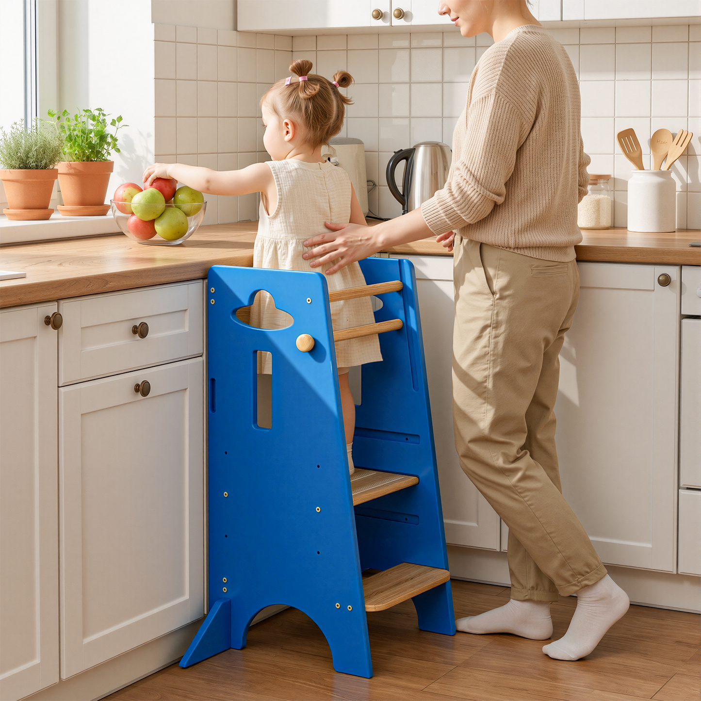 3 Levels Height Adjustable Toddler Standing Tower Paintless