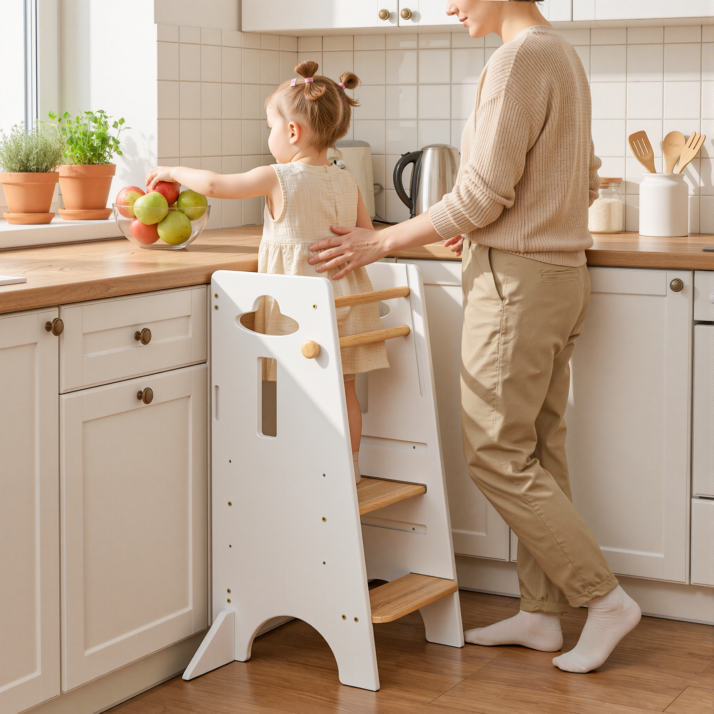 3 Levels Height Adjustable Toddler Standing Tower Paintless