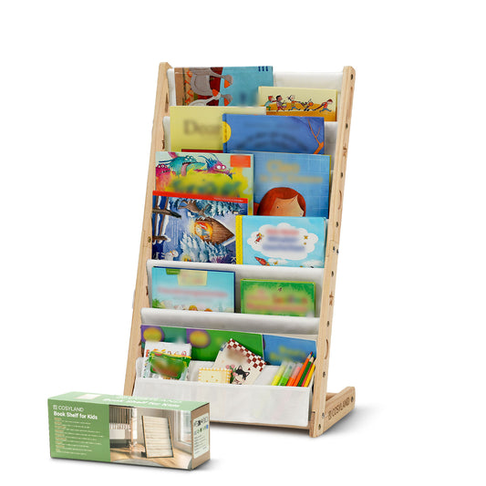 7-Tier Toddler Wooden Bookshelf with Deep Pocket
