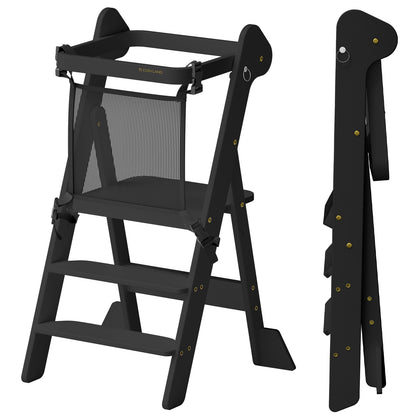 Adjustable Height Foldi Toddler Standing Tower with Net & Safety Feet