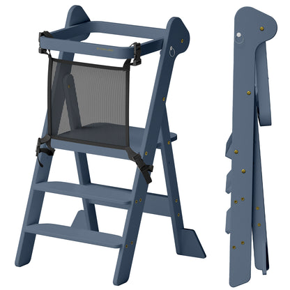 Adjustable Height Foldi Toddler Standing Tower with Net & Safety Feet