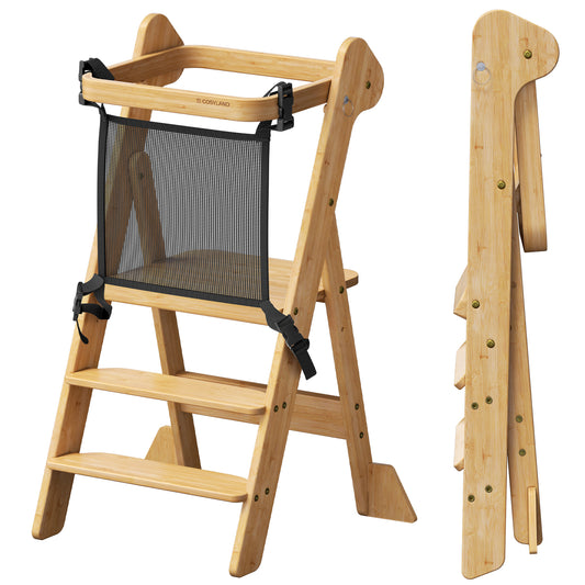 Adjustable Height Foldi Toddler Standing Tower with Net & Safety Feet