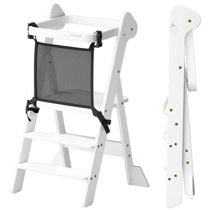 Adjustable Height Foldi Toddler Standing Tower with Net & Safety Feet