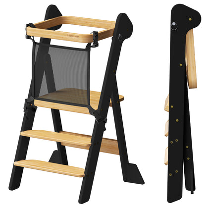 Adjustable Height Foldi Toddler Standing Tower with Net & Safety Feet