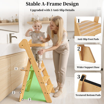 Adjustable Height Foldi Toddler Standing Tower with Net & Safety Feet