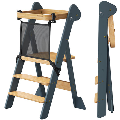 Adjustable Height Foldi Toddler Standing Tower with Net & Safety Feet