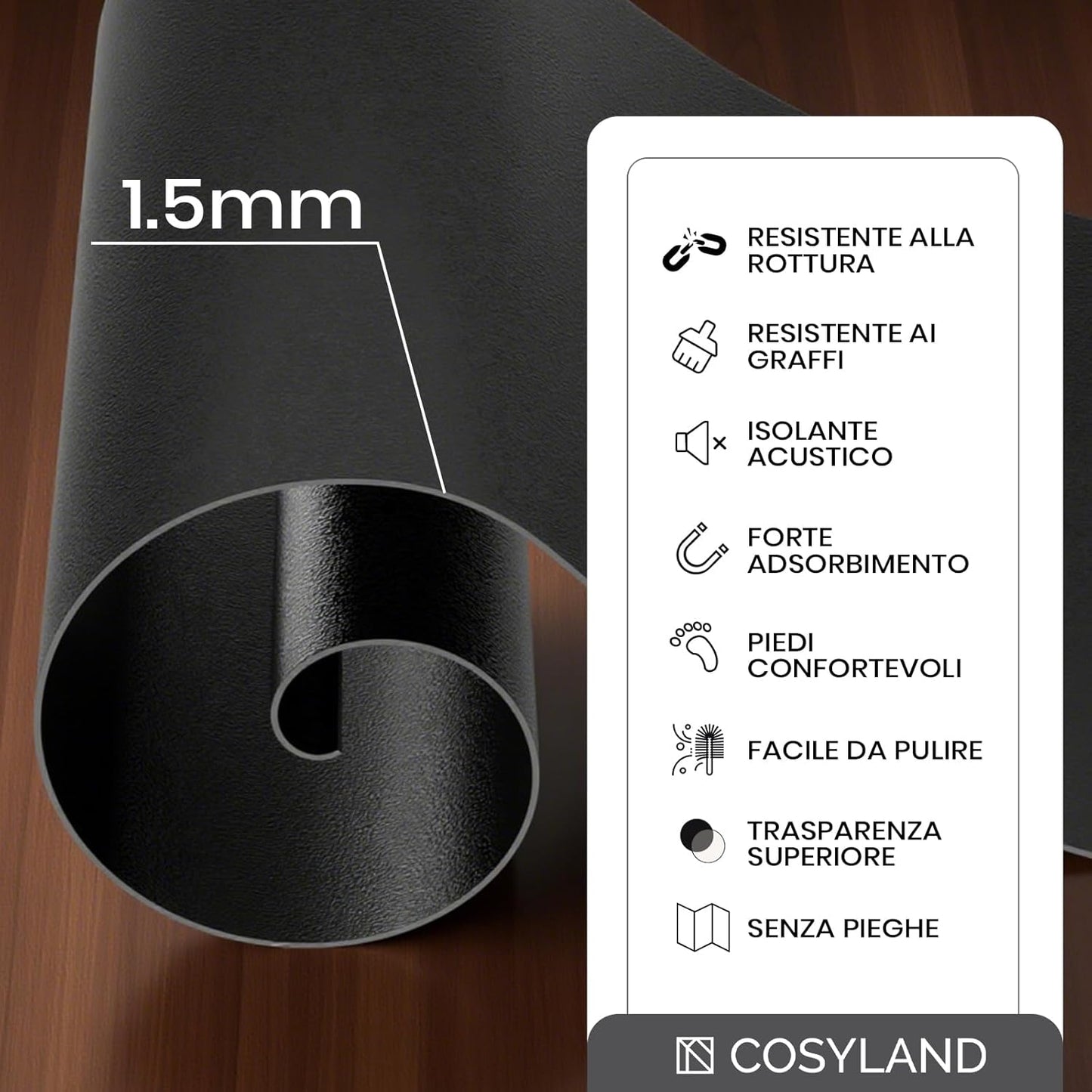 Matt Black Office Chair Mat