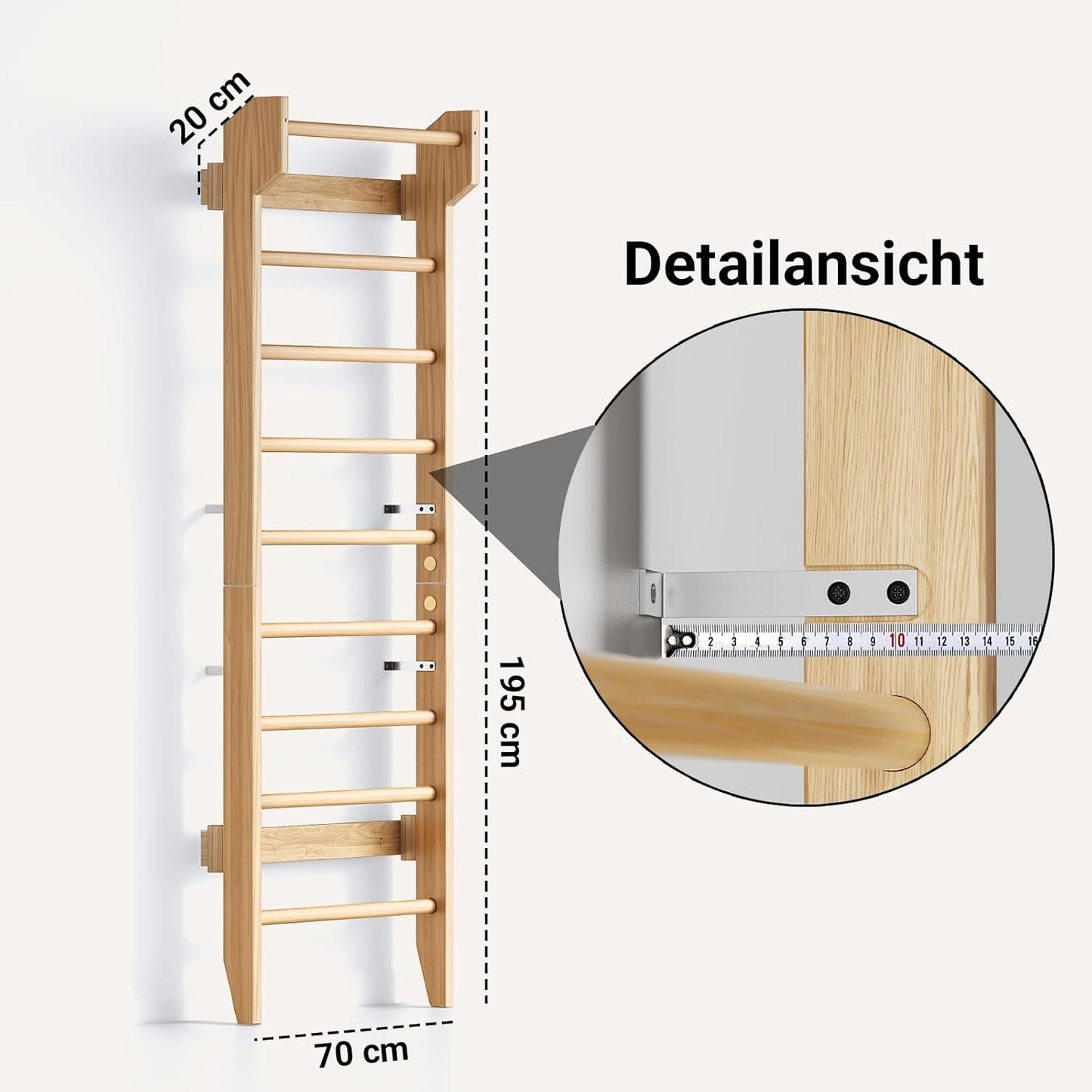 Wooden Swedish Ladder with Pull-Up Bar