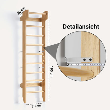 Wooden Swedish Ladder with Pull-Up Bar