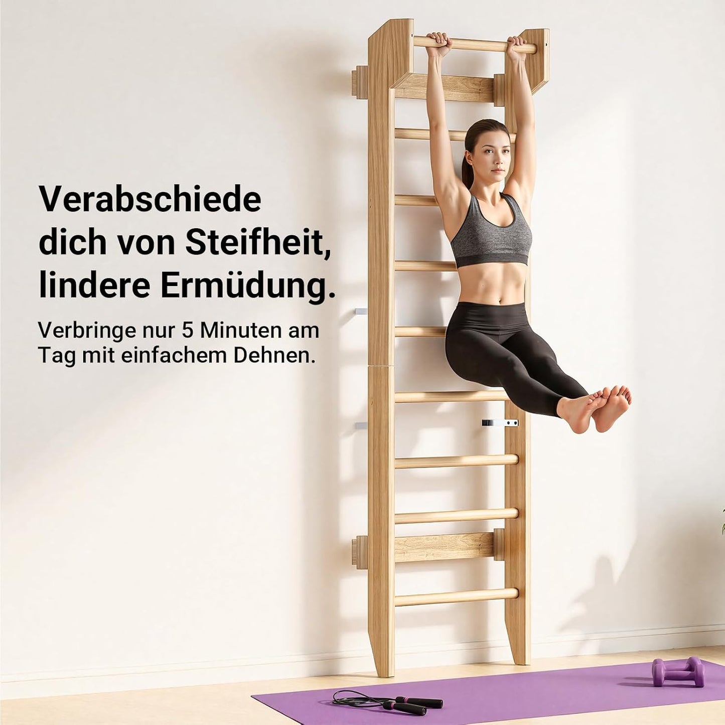 Wooden Swedish Ladder with Pull-Up Bar