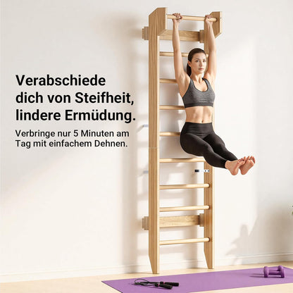 Wooden Swedish Ladder with Pull-Up Bar
