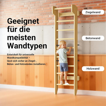 Wooden Swedish Ladder with Pull-Up Bar