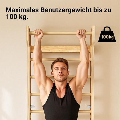 Wooden Swedish Ladder with Pull-Up Bar
