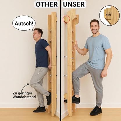 Wooden Swedish Ladder with Pull-Up Bar