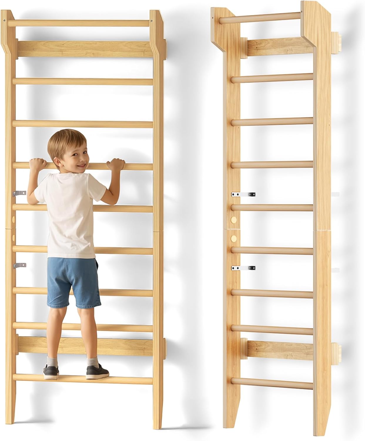 Wooden Swedish Ladder with Pull-Up Bar