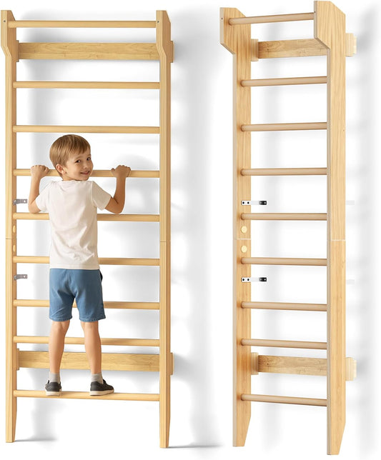 Wooden Swedish Ladder with Pull-Up Bar